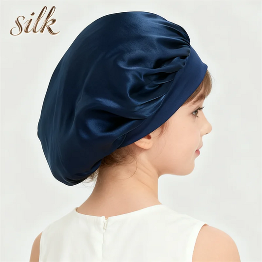 Bonnet de Nuit Enfant en Soie de Mûrier 100% – Cheveux Bouclés | VELŌU France