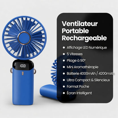 Mini Ventilateur Portable Rechargeable – Affichage LED & Aromathérapie | VELŌU