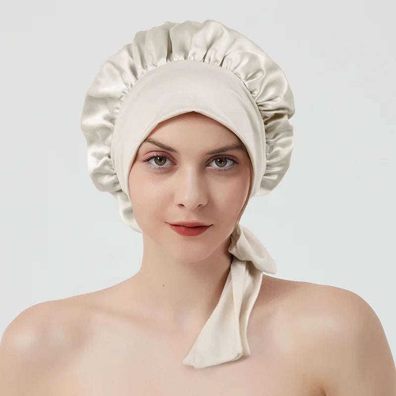 Bonnet de Nuit en Soie de Mûrier 22 Mommes – Collection Luxe | VELŌU