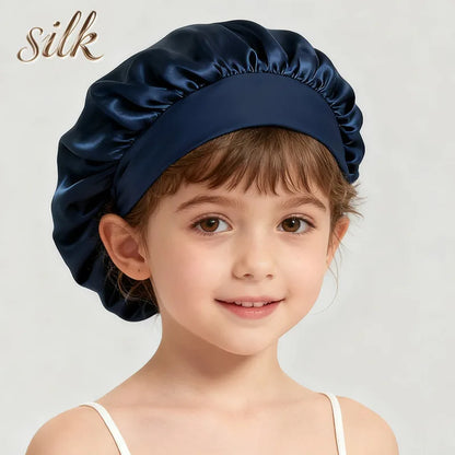 Bonnet de Nuit Enfant en Soie de Mûrier 100% – Cheveux Bouclés | VELŌU France