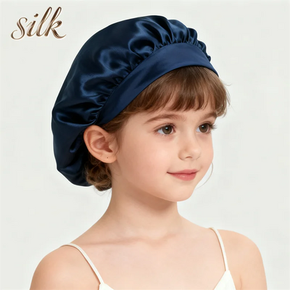 Bonnet de Nuit Enfant en Soie de Mûrier 100% – Cheveux Bouclés | VELŌU France